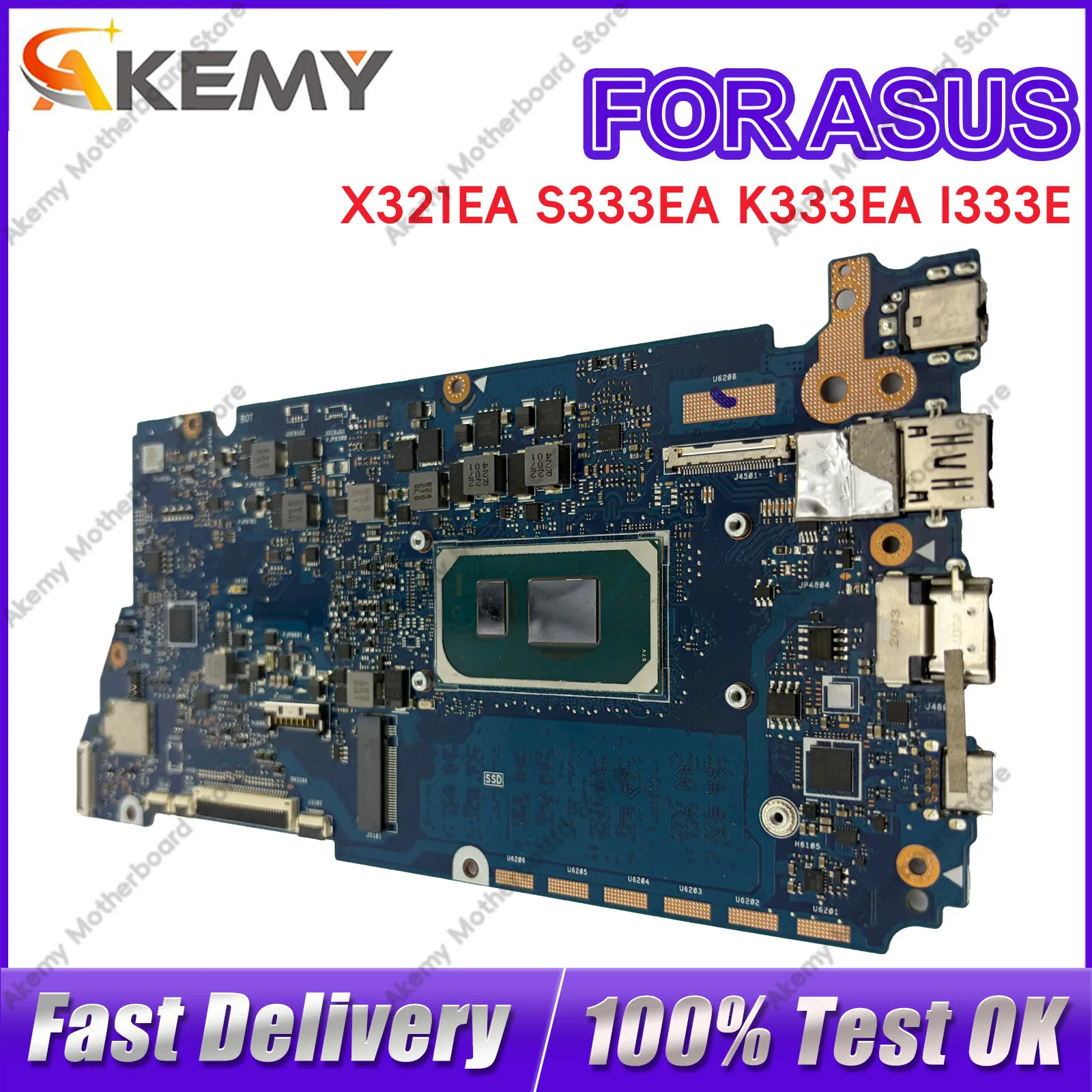 Placa-mãe para laptop x321ea, para notebook asus vivobook s333ea k333ea x321e i333ea x321ea adol13e, com 10ª geração i3 i5 i7