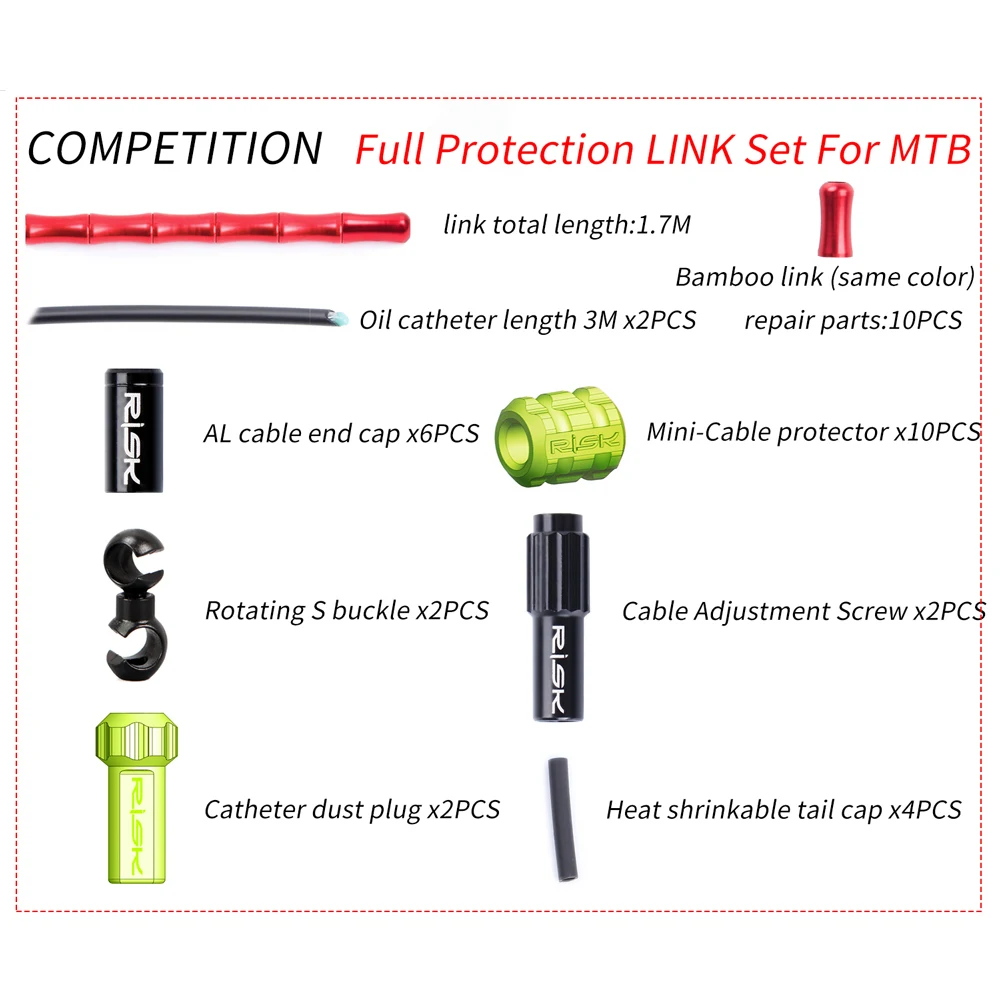 RISK RC303 Mountain Road Bike Bicycle Competition Full Protection Derailleur Shift Brake Link Cable Oil Catheter Line Wire Set