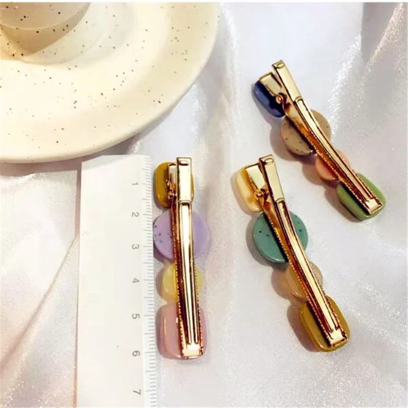 Hot Korea Ins Retro Temperament Wild Cute Geometric Hair Clip Resin Acetic Acid Duckbill Clips Female Side Clip Hairpin