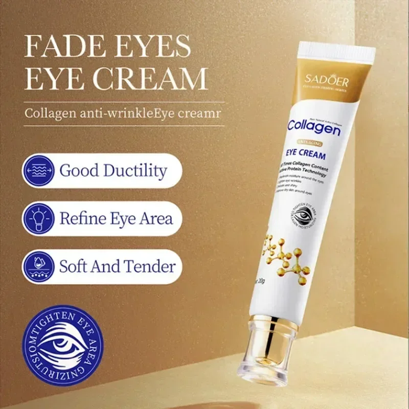 Crème anti-déformable au collagène pour les yeux, action rapide, raffermissante, estompe les ridules, élimine les poches sous les yeux, éclaircit les soins oculaires