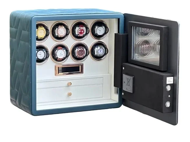 # for Original Factory Microfiber Leather 8 Watch Winders Digital Fingerprint Combination Lock Watch Deposit Safe Box
