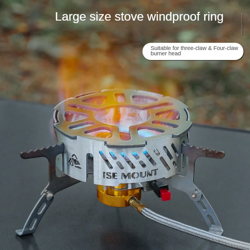 ISE MOUNT Outdoor stove windproof ring portable camping accessories picnic stove windblock stainless steel stove ring-Large Size