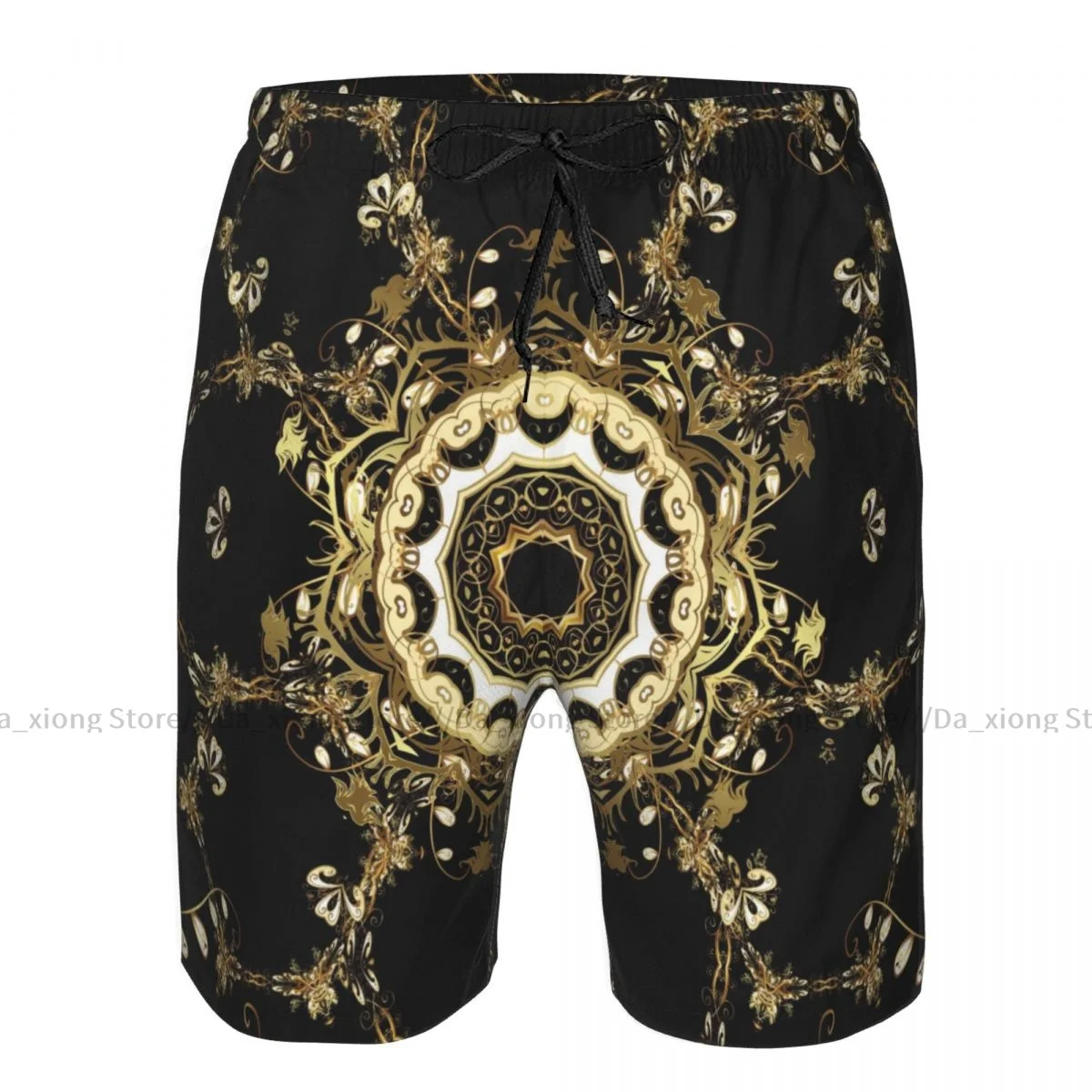 Golden Damask Classic Quick Dry Swimming Shorts For Men Swimwear Swimsuit Trunk Bathing Beach Wear