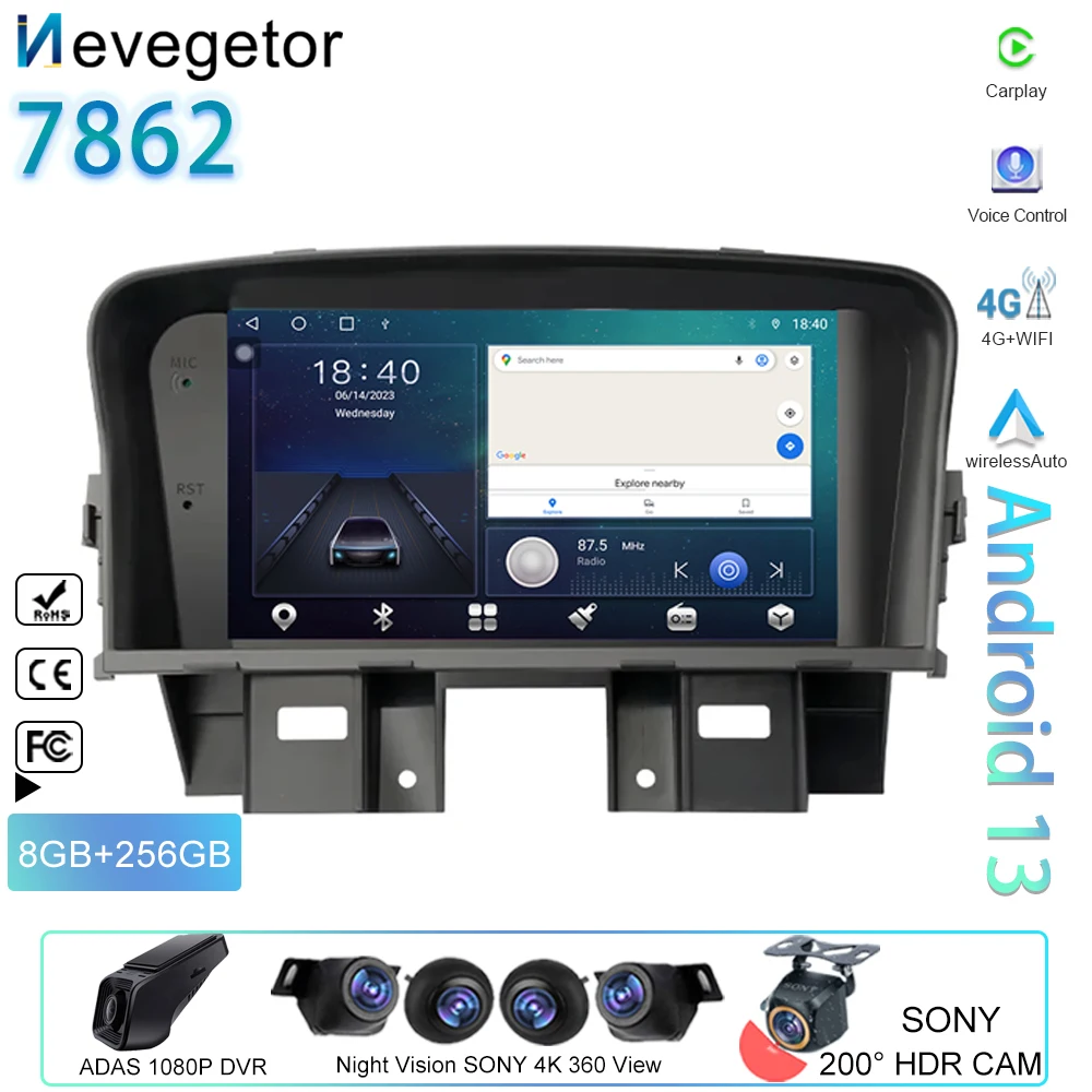 

Car Android For Chevrolet Cruze 2009 - 2014 BT Auto Video Player GPS Navigation Multimedia Carplay Radio 5G WIFI IPS No 2din DVD