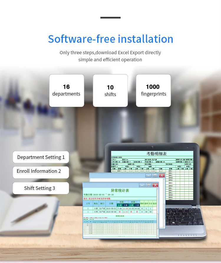 Checking in Fingerprint Time Attendance Time Clock Employee Recorder  USB Flash Driver