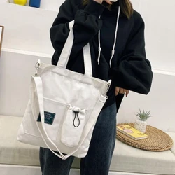 Women Canvas Bag New Design Zipper Shoulder Bag Female Reusable Large Capacity Shopper Tote Ladies Eco Cloth Shopping Bags