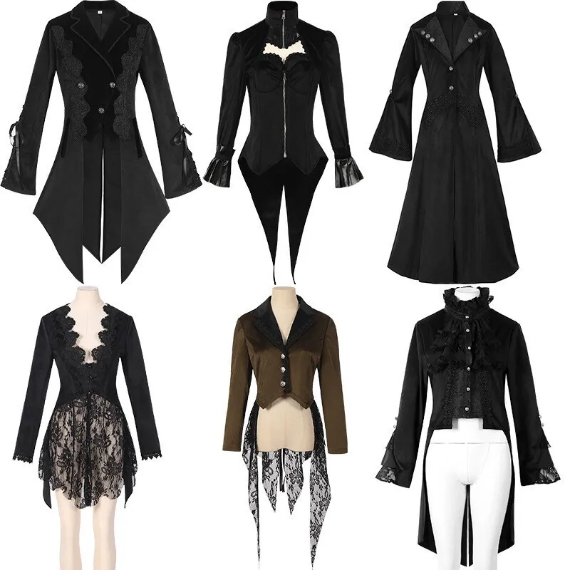 

Gothic Style Halloween Steam Punk Retro Women's Coat Tailored Suit Medieval Court Outfit Fashionable Ladies' Ethnic Wear
