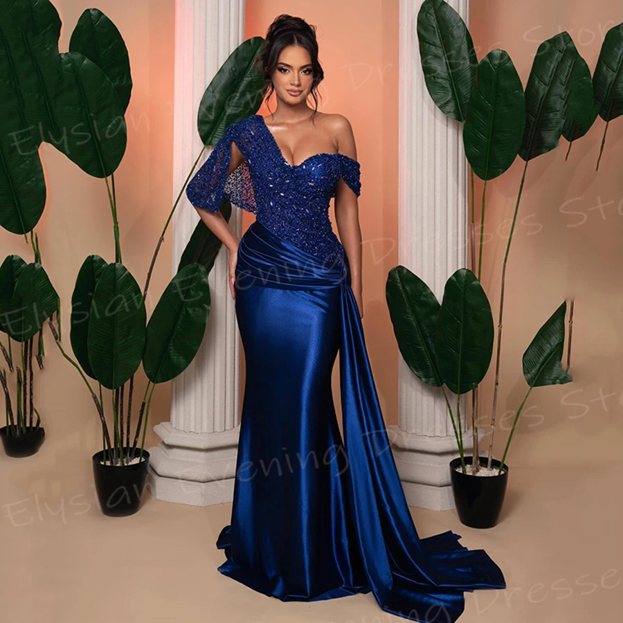 Graceful Women's Mermaid Pretty Evening Dresses Sparkling Sleeveless Prom Gowns Customized Sequined Formal Party فساتين سهرات