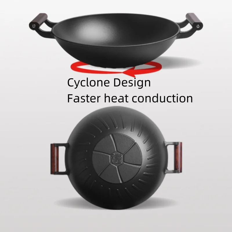 Sartén de hierro fundido con asas de doble bucle para cocina de Gas e inducción, recubrimiento de 0, antiadherente, para estofado y freír