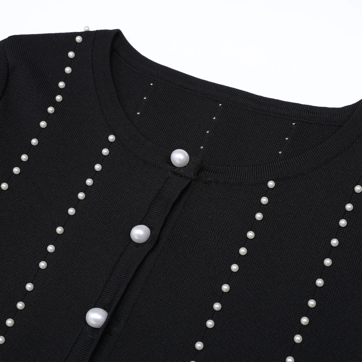 Spring And Autumn New High Quality Fashion Commuter Women's Versatile Ladies' Style Nail Pearl Knitted Top+Sleeveless Long Dress