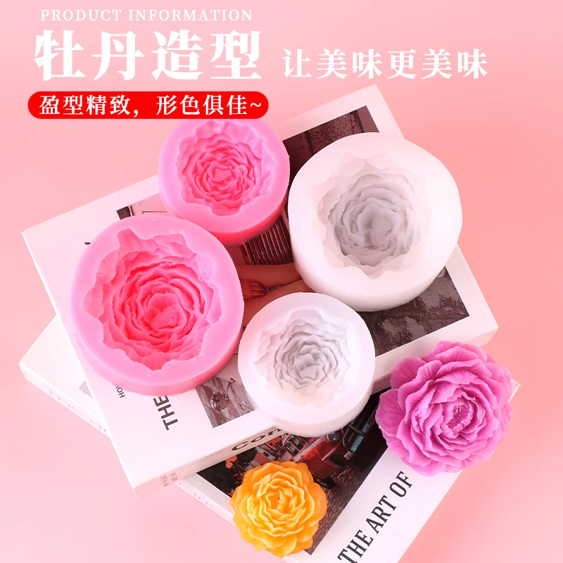 قالب السيليكون لشمعة عطر الفاوانيا؛ جل قطرة شمع عطر مقاوم لدرجات الحرارة العالية؛ عنصر الزينة.