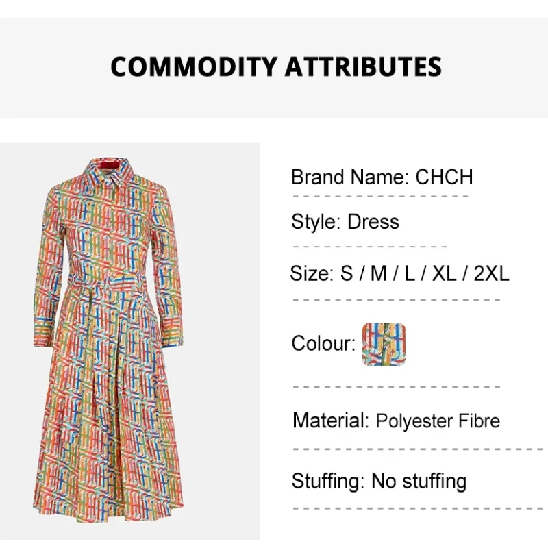 CHCH Women's Dress High Grade Elegant Luxury Long Sleeved Dress - Image 6