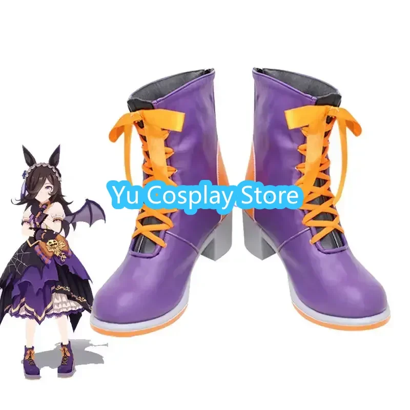 Game Pretty Derby Rice Shower Cosplay Shoes Halloween Carnival Boots Cosplay Prop PU Leather Shoes Custom Made