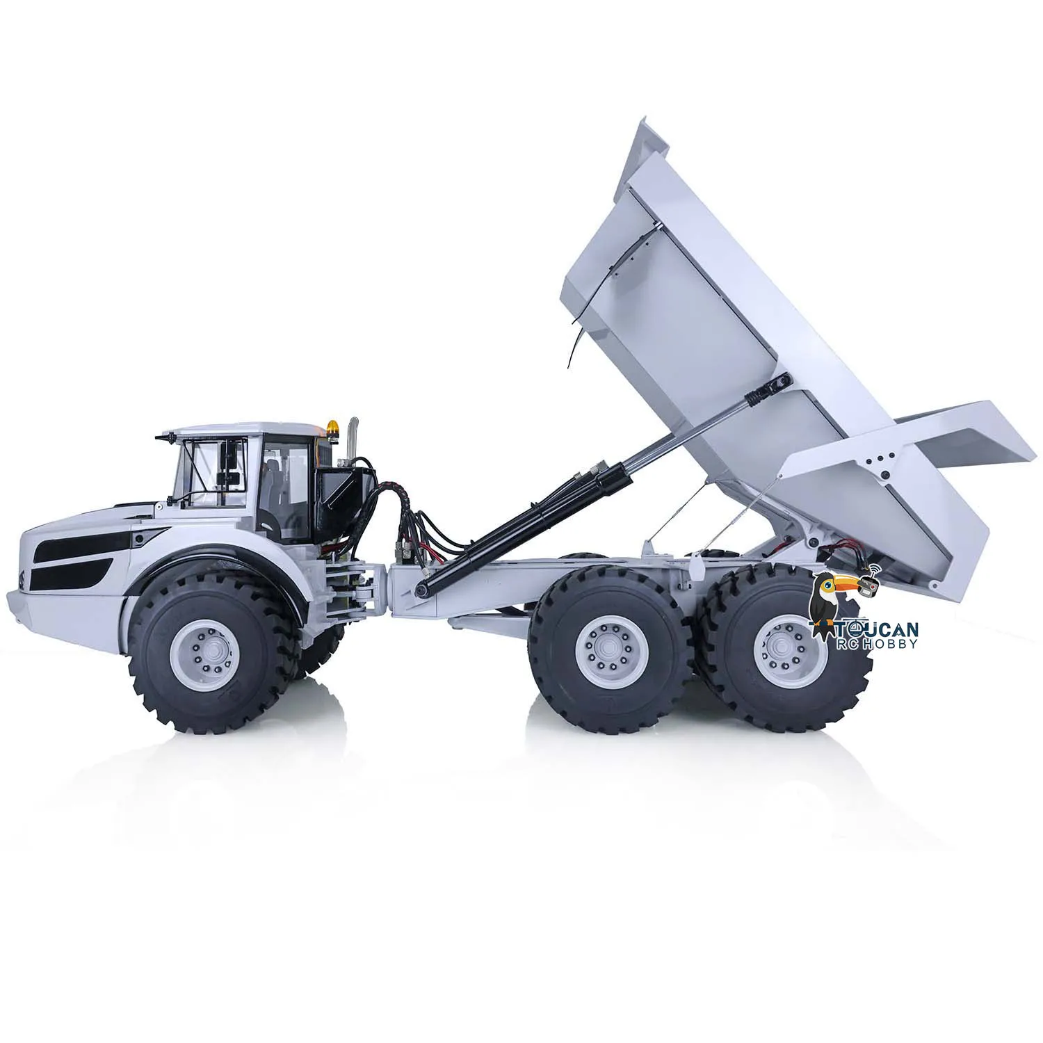 XDRC 1/14 Schaal A40G RC Gelede Vrachtwagen RTR Simulatie Model Metalen 6x6 Auto Wit Hydraulische Dumper Geluid licht Radio Motor Speelgoed