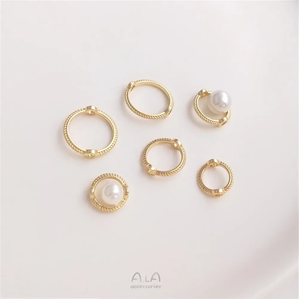 

14K gold double hole lace ring set bead circle handmade diy pearl jewelry wrapped bead ring stringing beads accessories material