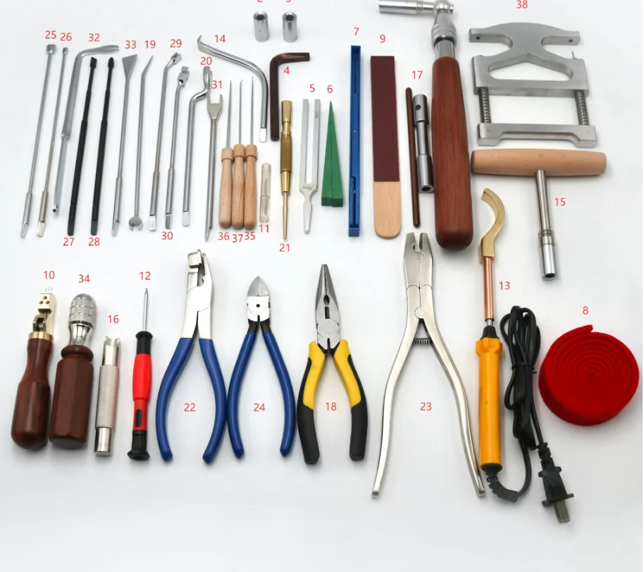

Набор инструментов для ремонта и настройки пианино - 39 предметов - Универсальный набор