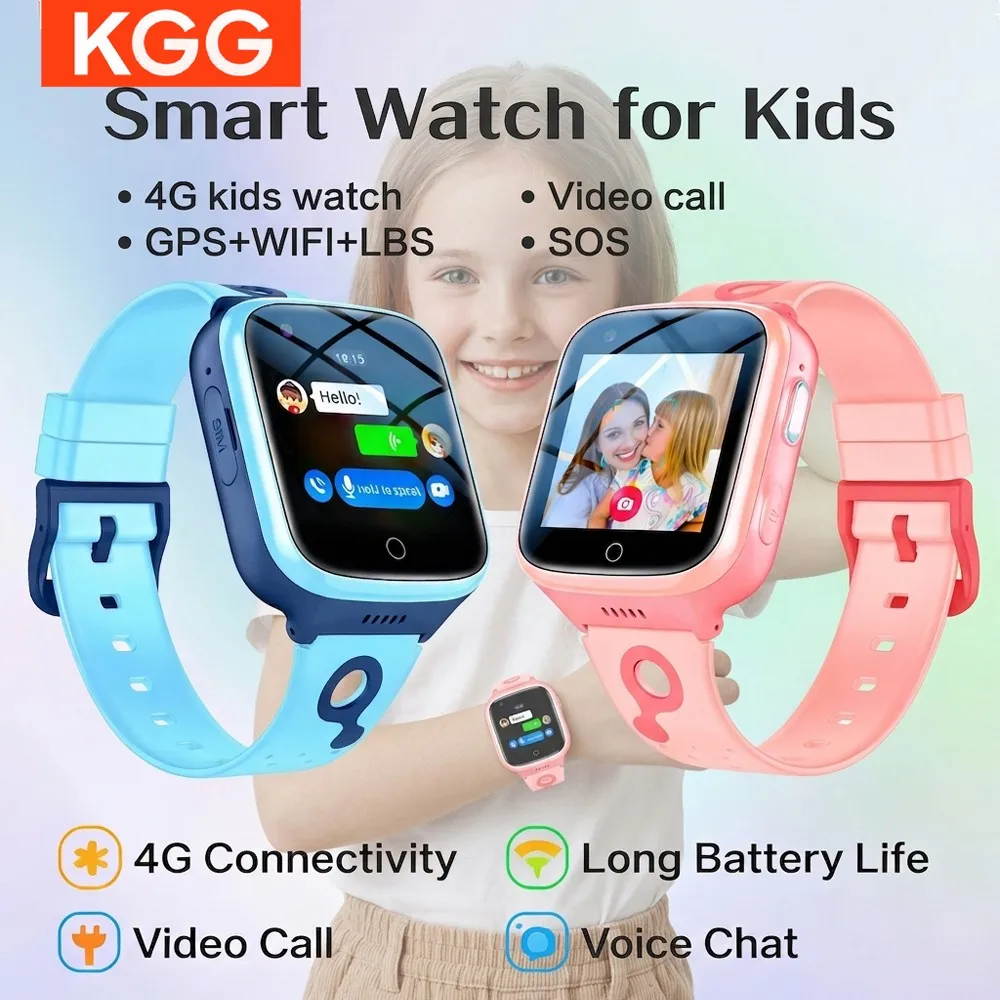 

4G Kids Smart Phone GPS Wifi Location Smart Watch SOS Call Back Monitor Video Call SmartWatch Children Gifts Large Battery