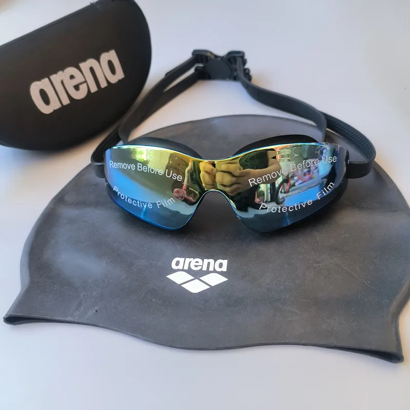 Gafas de natación Arena galvanizadas HD de tamaño mediano | Marco de moda y antivaho UV400 | Equipo de entrenamiento de playa unisex para piscina de vacaciones