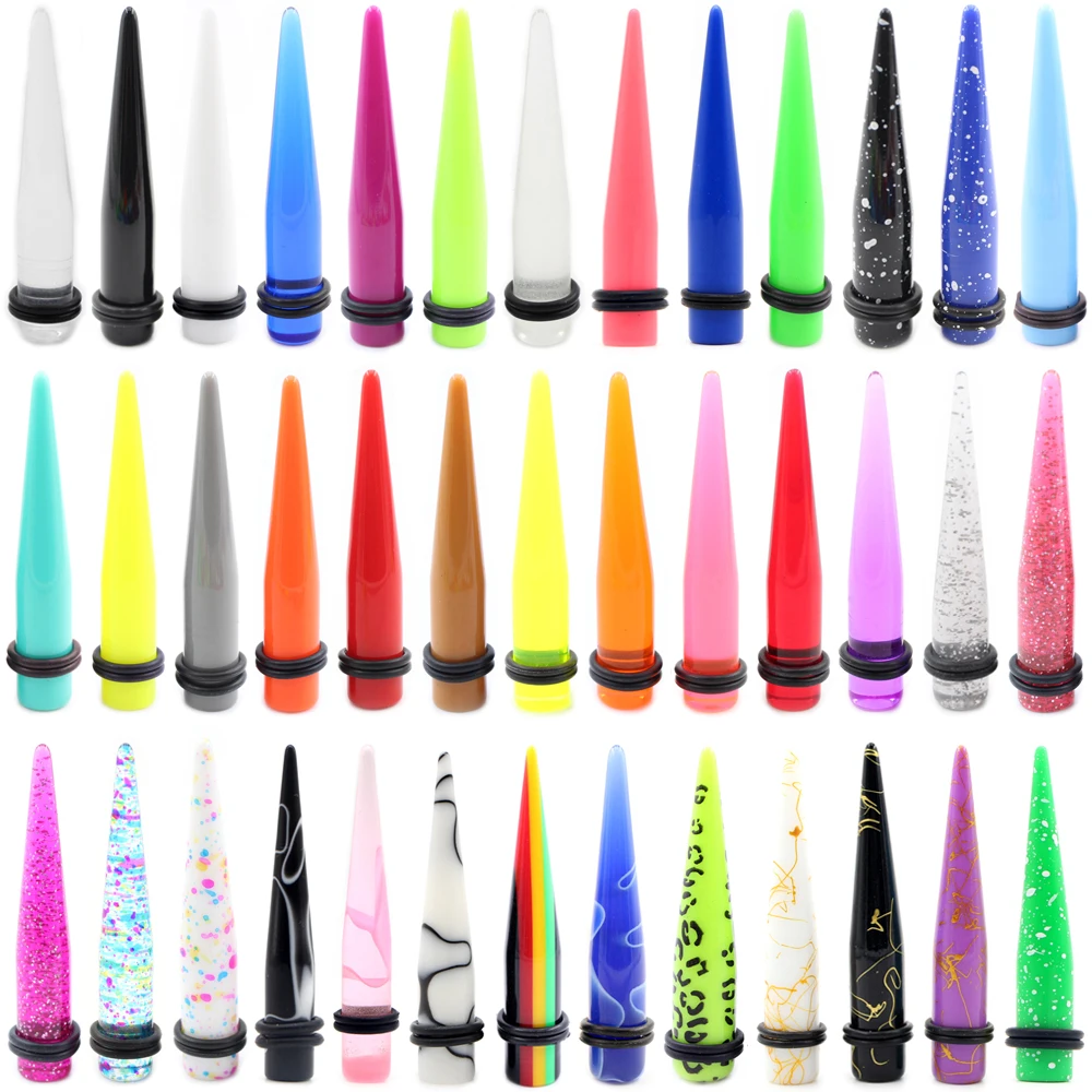 Alisouy 2pcs 1.6-10mm Acrylic Spike Cone Straight Ear Taper Tunnel Plug Gauge Earrings Expander Stretchers Piercing Body Jewelry