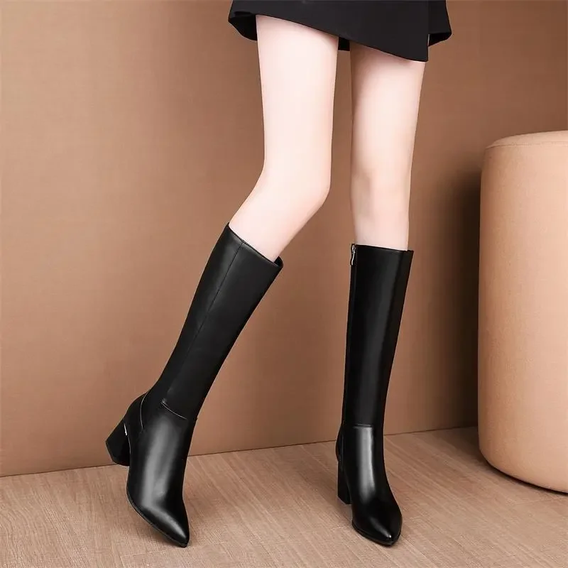 Marlisasa Botas Femininas Women Fashion Black High Quality Pu Leather High Boots Ladies Casual Pink Comfortable Boots F2297