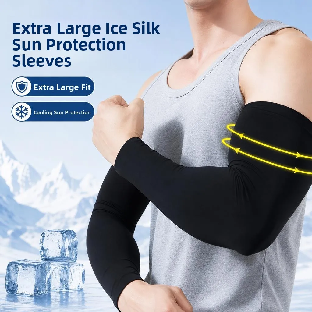 plus-size-sun-protection-ice-sleeve-men's-driving-cycling-outdoor-arm-guard-ultra-violet-protection-large-arm-cover