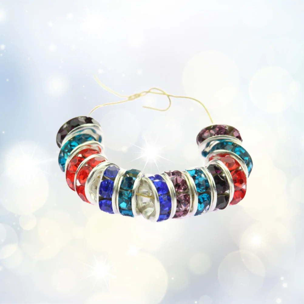 

100pcs Rhinestone Rondelle Spacer Bead 8Mm Mixed Color Shiny Premium Glass For Diy Jewelry Making Craft Decoration Plated