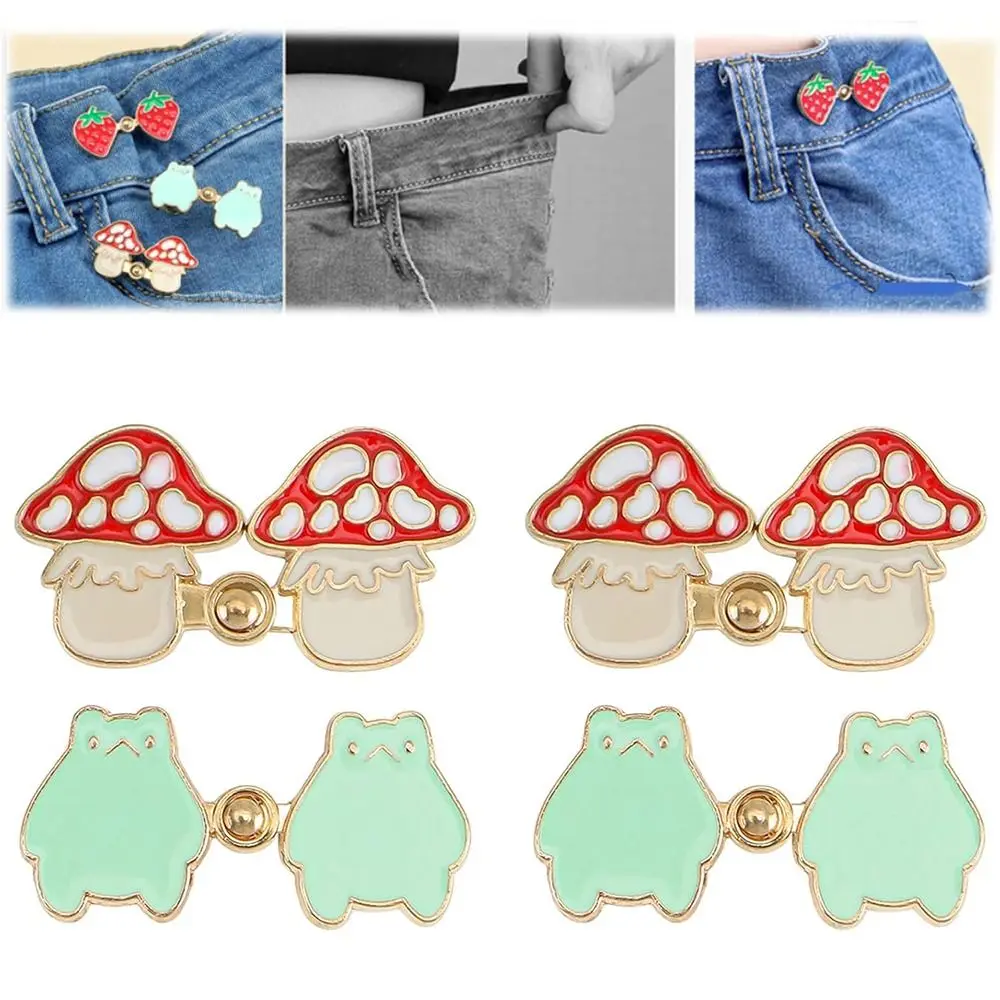 

3Pairs Durable Replacement Jeans Buttons Reusable Strawberry/Frog/Mushroom Waist Adjust Button Repair Kit Waist Buckle Jeans