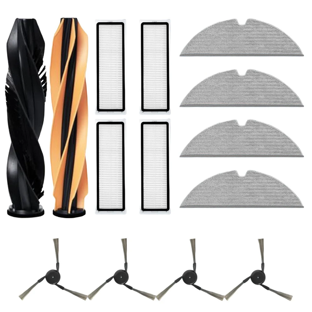 

For Dreame D20 Pro/D20 Pro Plus/RLD43SA/RLD43SD Vacuum Cleaner Parts Double Roller Brush 4 Side Brushes 4 Filters 4 Mop Cloths