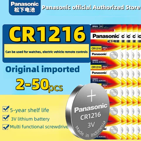 Panasonic-Pile bouton CR1216, batterie au lithium 3V, montre électronique, télécommande de voiture, clé, podomètre, frein, lumière, universelle