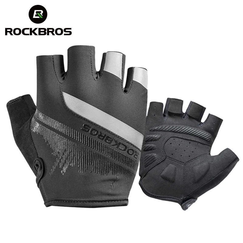 ROCKBROS-Luva com dedo aberto para ciclismo, equipamento à prova de choque e desgaste, respirável, mountain bike, MTB, bicicleta de estrada, homem, mulher, unissex, esportes