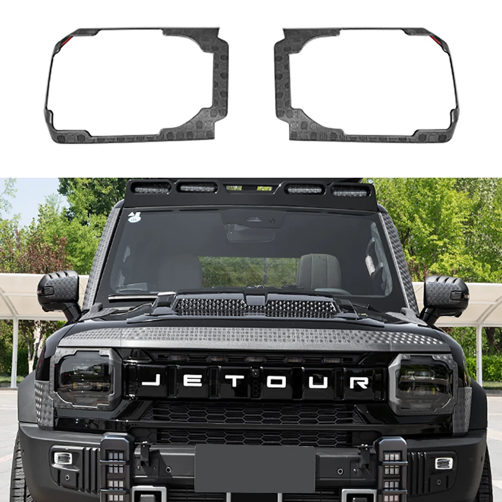 

Car Headlight Decorative Cover For 2023 2024 Chery Jetour Traveler T2 ABS Matte Black Front Head Lamp Cover Head Light Frame