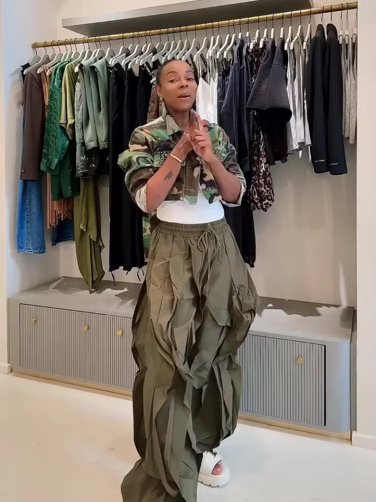 فضفاض Ruched كشكش فانوس السراويل النساء مرونة الخصر الرباط الصلبة السراويل الإناث سيدة جديدة الدانتيل يصل بانت الشارع 2025 الخريف