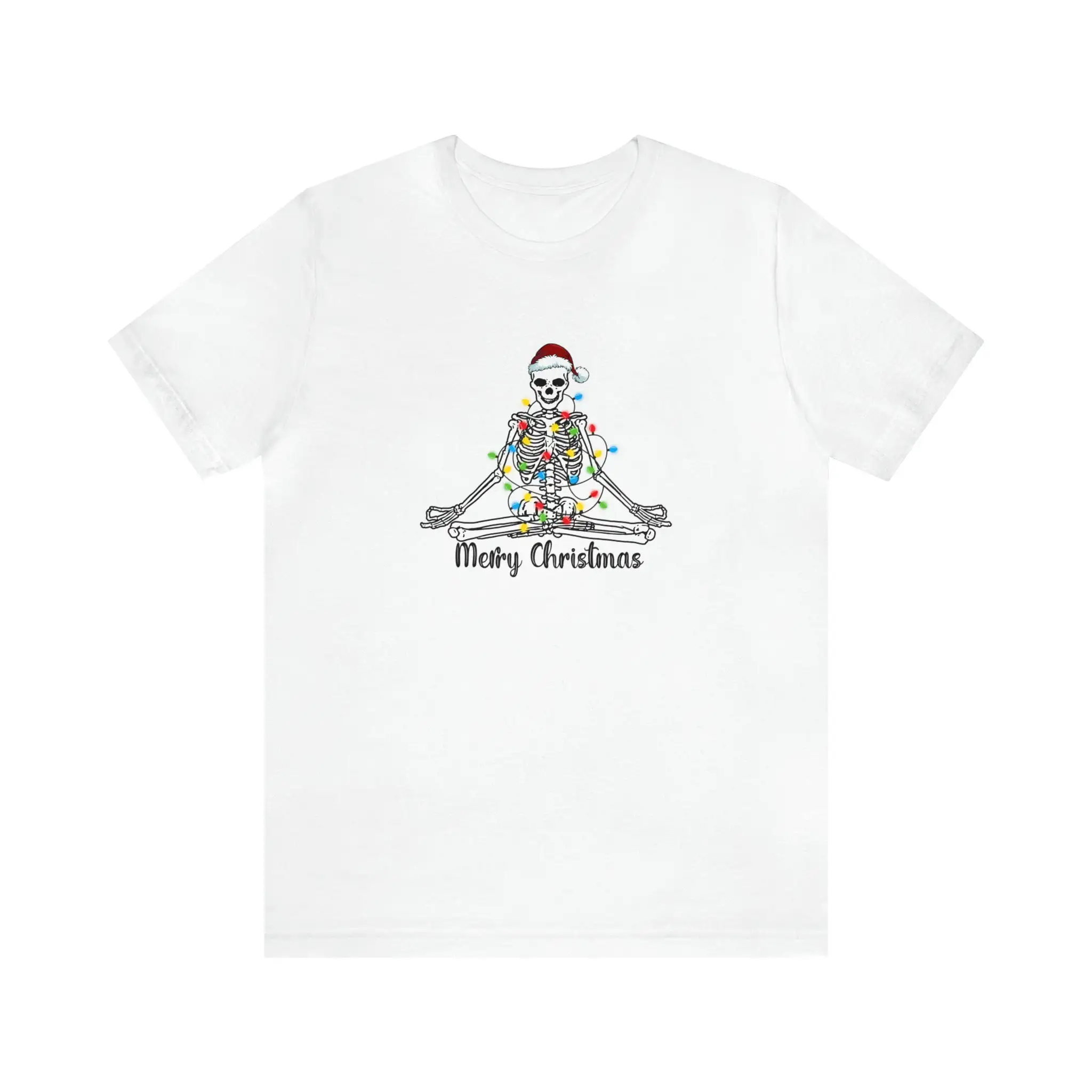 Skeleton Yoga T Shirt Meditating Christmas