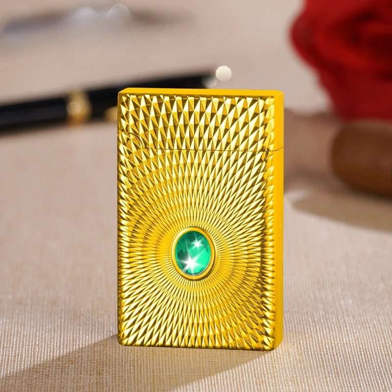 Relief gem inflatable red flame lighter high quality windproof direct rush gift lighter