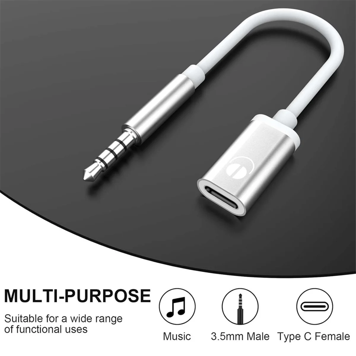 A80I3.5mm Male to Type C Female Audio Cable Cord, Analog Audio Jack Headphone Audio Adapter for MP3 Player, Laptop,Tablet C