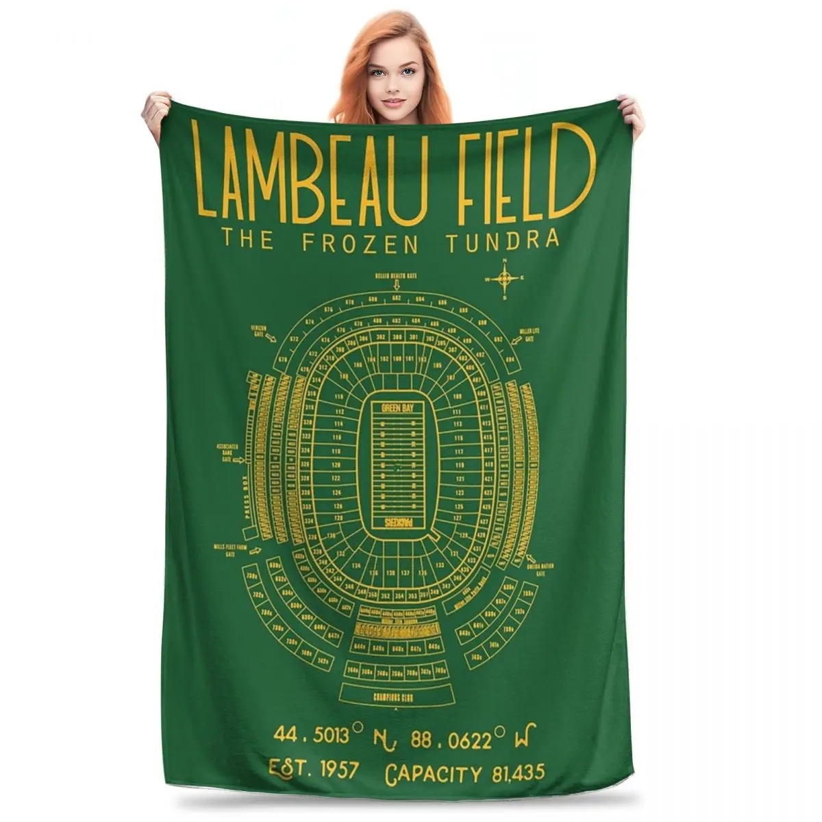 Green Bay Packers Lambeau Field Stadium Blankets Fleece Breathable Sofa Throw Blankets For Couch Office Throws Bedspread Quilt