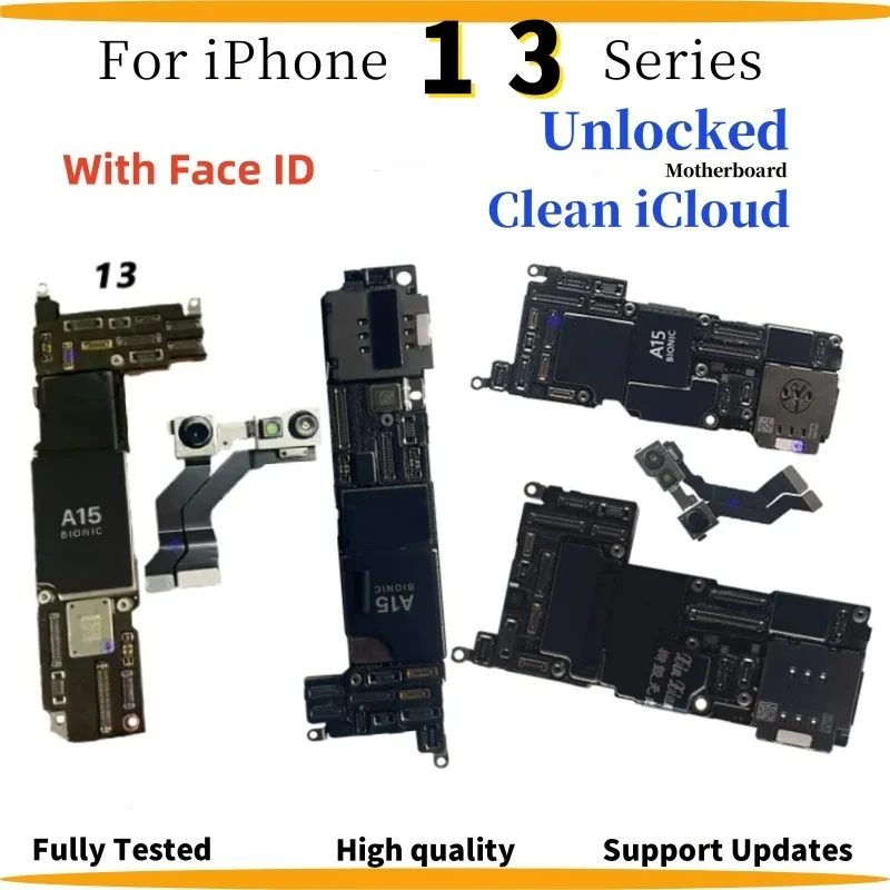 Entsperrtes authentisches Motherboard für iPhone 13 Pro Max 13 Mini-Mainboard mit Face ID Clean iCloud Support IOS Update Logic Board