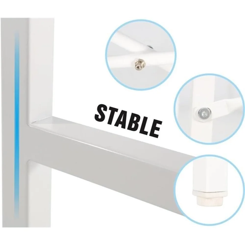 مكتب كتابة مقاس 48 بوصة مع أدراج، ومحطة عمل كمبيوتر محمول كبيرة للمكتب المنزلي الحديث مع مساحة تخزين، وأدراج بيضاء