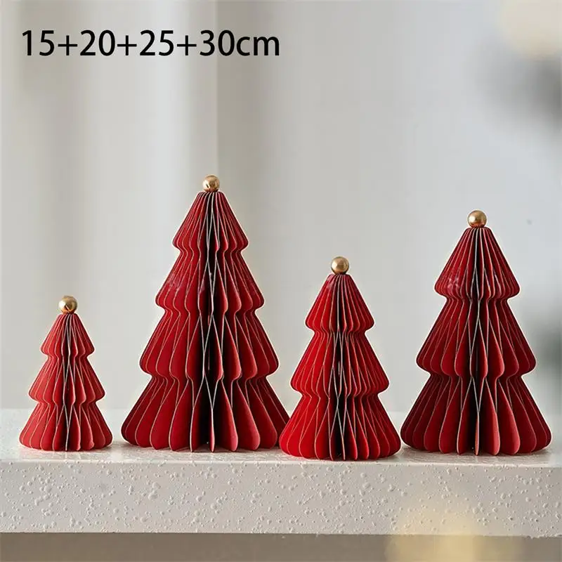 4 Stück 3D-Wabenpapier-Weihnachtsbaum-Dekorationen, faltbare Weihnachtsbaum-Ornamente, DIY-Tischdekoration, Heim- und Feiertagsparty-Dekoration – Detail 10