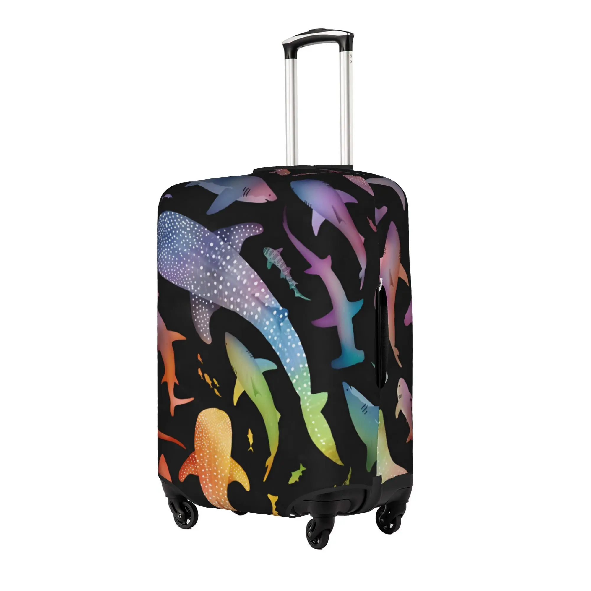 Custom Blue Watercolour Shark Luggage Cover Fashion Monochrome Ocean Animal Suitcase Protector Covers Suit For 18-32 inch