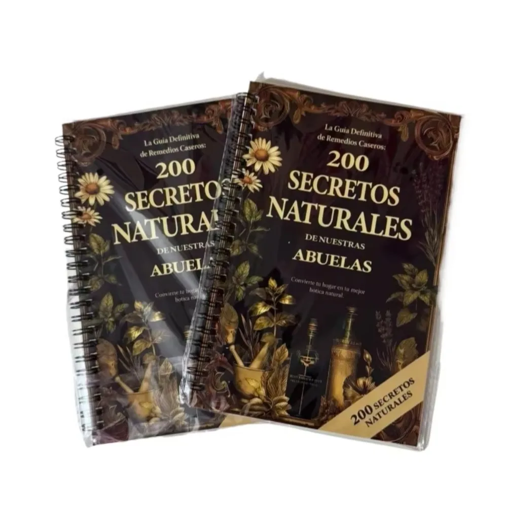 200 Secretos Naturales de Nuestras Abuelas Spiral Book, Herbal Home Remedies Guide, Spanish Natural Remedy Journal Notebook