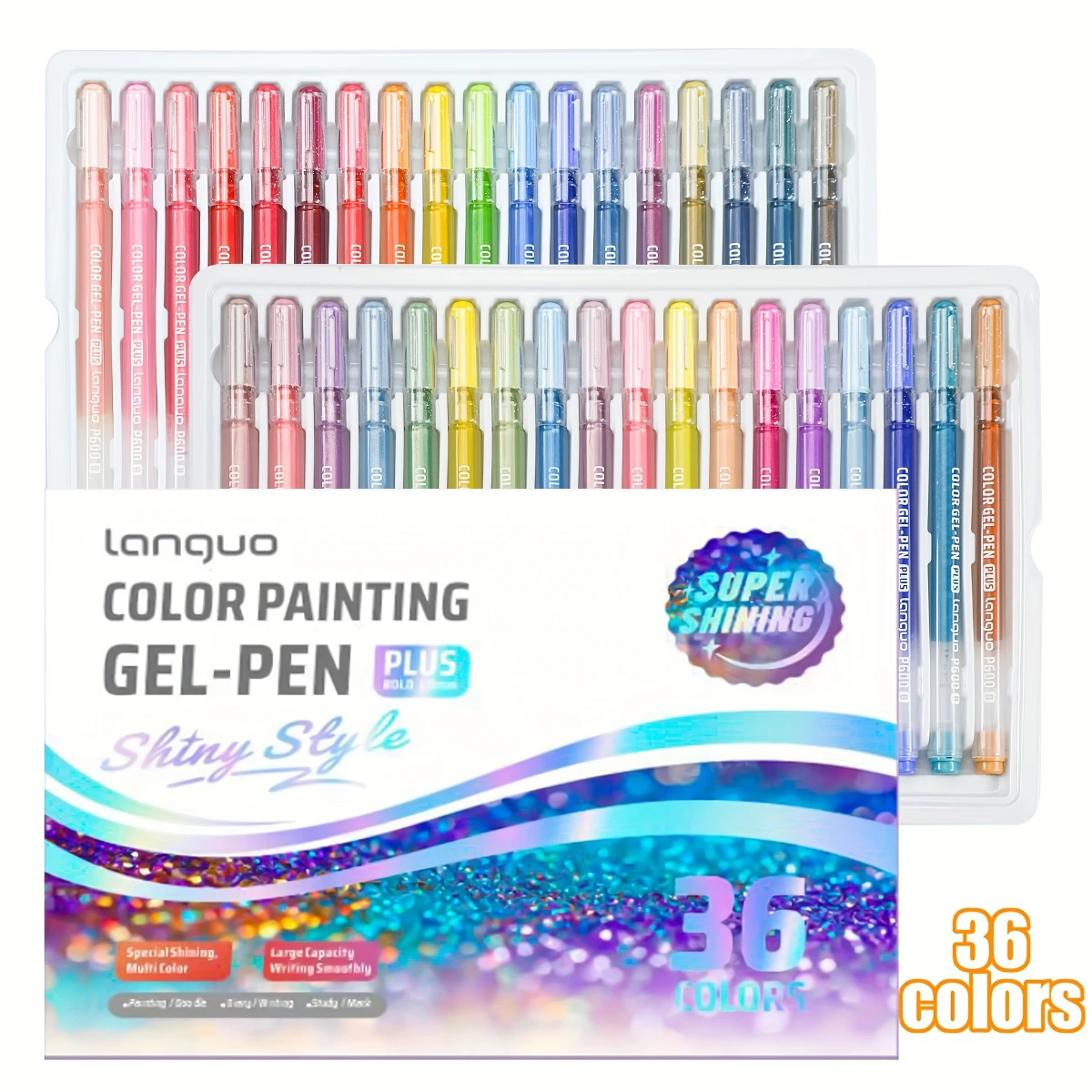 Multi-color 1.0mm Glitter Gel Pen Large Capacity Visible Ink Refills for Art Drawing Coloring Journaling School Stationery DIY H