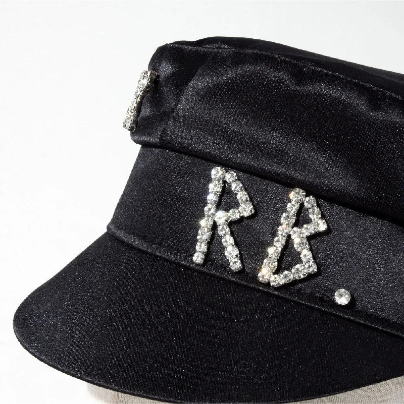 Gorra de vendedor de periódicos con letras de diamantes para mujer, gorro de panadero adornado con cristal, S-XL para diferentes tamaños de cabeza,