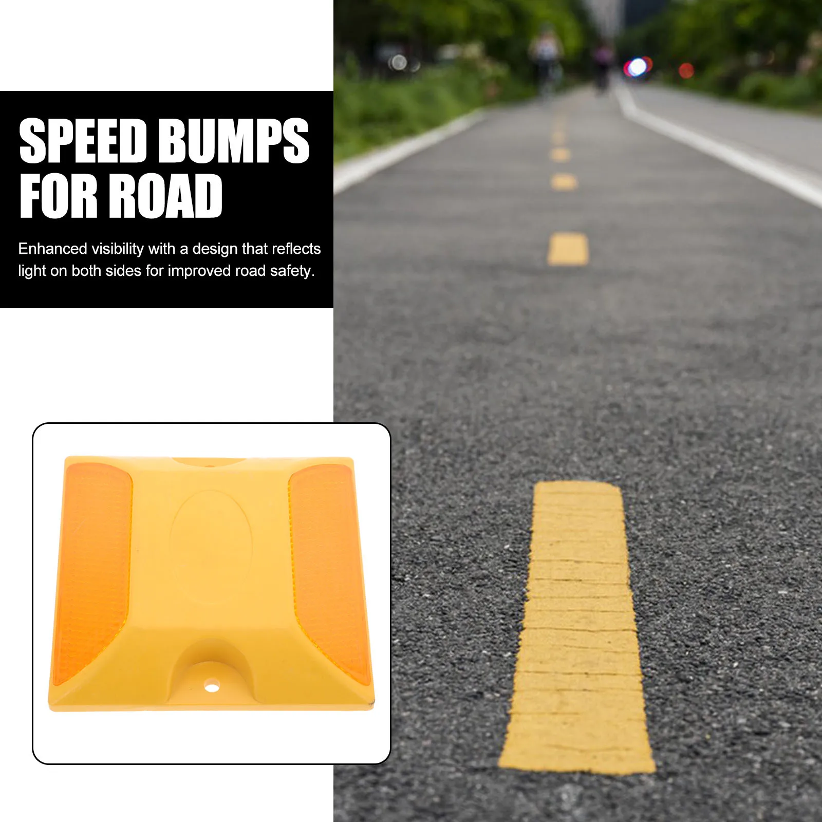 แผ่นสะท้อนแสงแบบคู่ 4 ชิ้น สำหรับทางหลวง ที่จอดรถ ทางเท้า ทางรถวิ่ง แผ่นสะท้อนแสงสำหรับพื้นผิวถนน ทนทาน