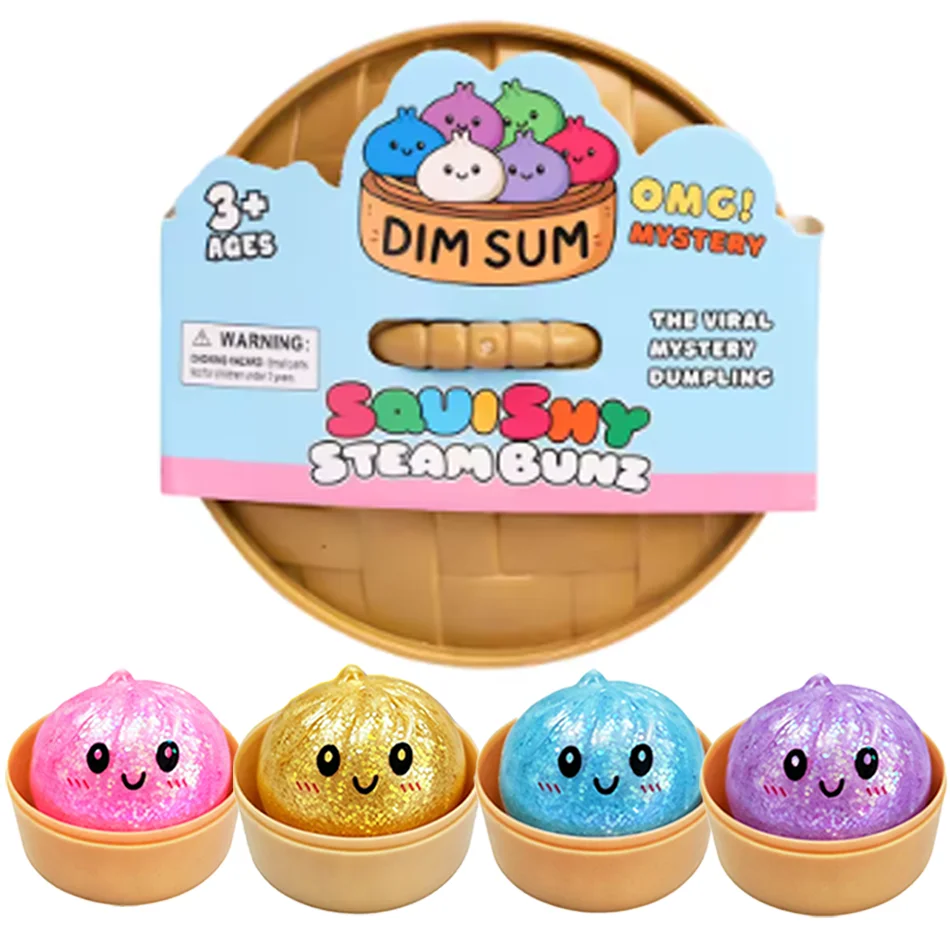 

Glitter Dumpling Squishy ULTRA RARE Gold Glitter Hidden Edition Dumplings Sensory Steamer Soft TPR Dough Ball for Stress Relief