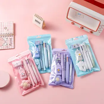 Ensemble de papeterie scolaire et de bureau pour enfants, stylo à bille, cadeau de ration, ruban adhésif, cadeau d'anniversaire, prix des étudiants, retour à l'école, 7 en 1