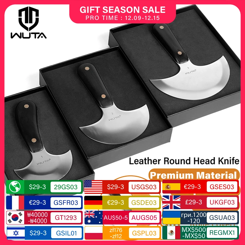 WUTA Professional Leather Knife Ultra Sharp Round Head Craft Skiving Cutting Tools DIY Handmade Senior Leather Tools