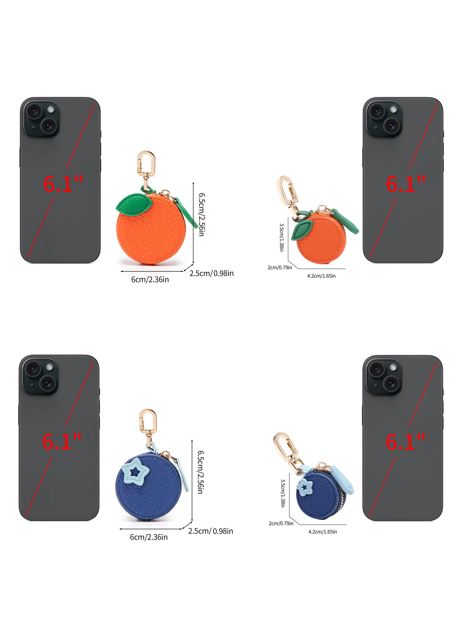 Modischer Persönlichkeits-Fruchtanhänger in Kirschform, Mini-Münzbörse, Niedlicher Schlüsselanhänger, PU-Leder-Taschenanhänger, Kleine Tasche, Geschenk für Mädchen – Detail 20