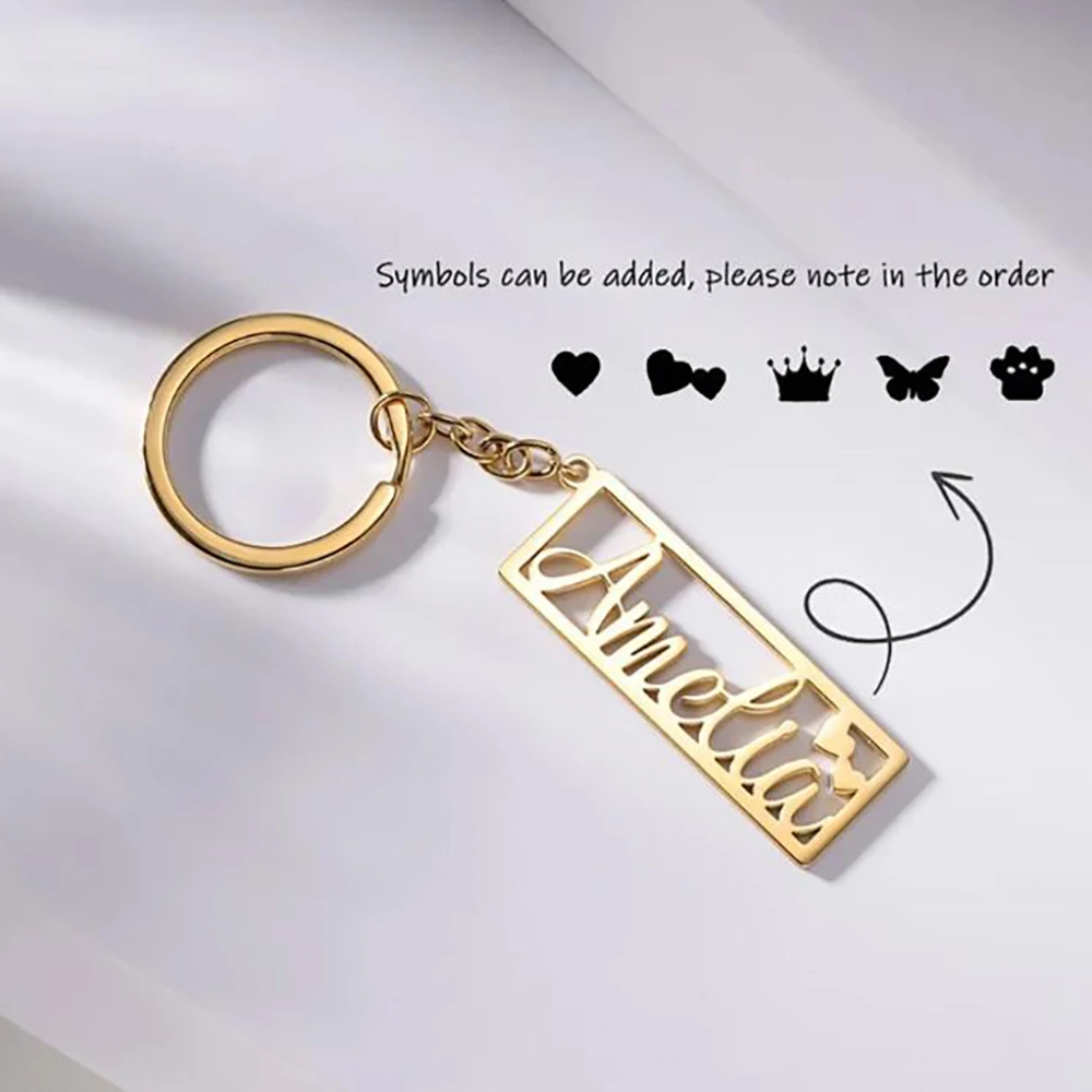 Personalized An Fashionable English Named Long Keychain, Creative Classic Key Pendant, Stainless Steel Keyring Car, Bag Pendant