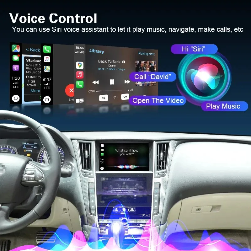 Wireless CarPlay Android Auto for Infniti Q60/QX50 2013-2015 Mirror Aftermarket CarPlay Upgrade Retrofit Multimedia Navigation